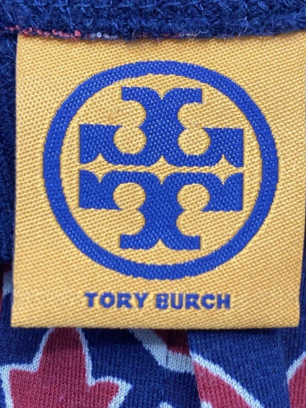 Tory Burch Silk Cotton Knit Belted Dress Red Navy Print - XS